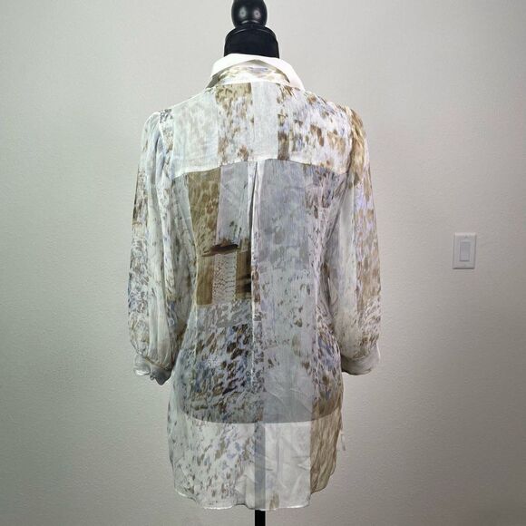 Elie Tahari Women’s Silk Semi Sheer Button Up Blouse Size XS - Picture 9 of 12